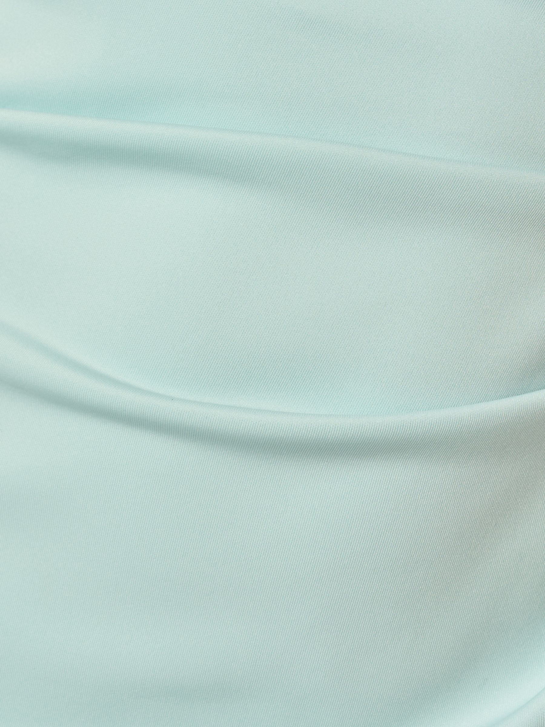 High Low Crepe Halter Gown With Organza Draping In French Blue - Adrianna Papell