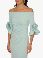 Adrianna Papell Blue Rosette Scuba Crepe Gown - Image 6 of 6