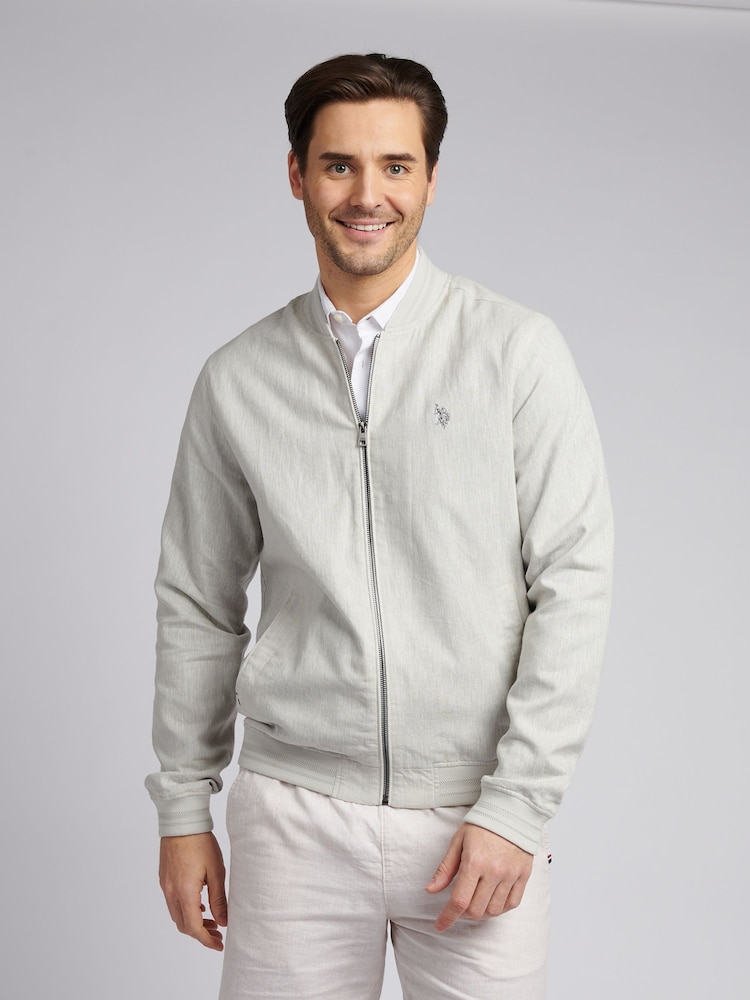 U.S. Polo Assn. Grey Mens Blend Classic Bomber Jacket - Image 1 of 12