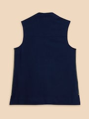 White Stuff Blue Celia Jersey Mix Sleeveless Blouse - Image 6 of 7