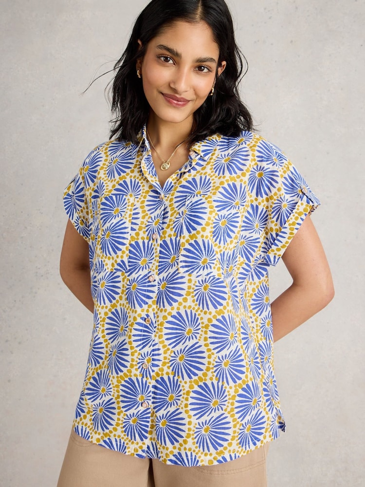 White Stuff Blue Ellie 100% Organic Cotton Shirt - Image 1 of 6