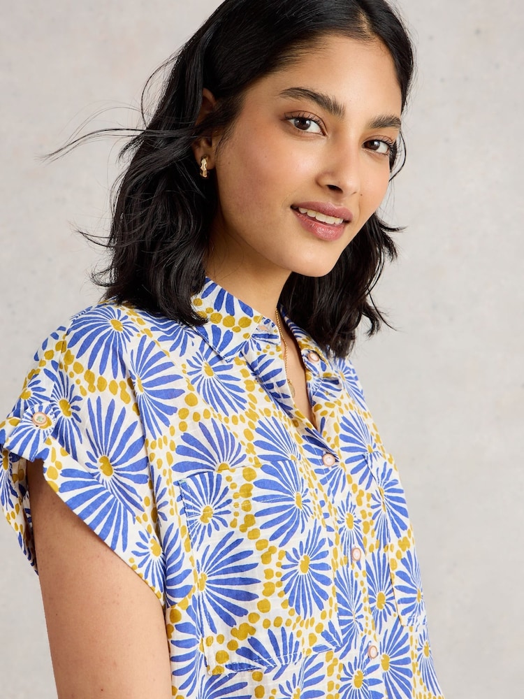 White Stuff Blue Ellie 100% Organic Cotton Shirt - Image 4 of 6