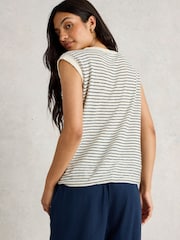 White Stuff Blue Naria Stripe Linen Blend Tank - Image 2 of 6