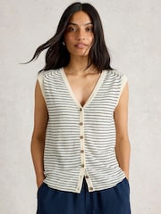 White Stuff Blue Naria Stripe Linen Blend Tank - Image 3 of 6