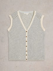 White Stuff Blue Naria Stripe Linen Blend Tank - Image 5 of 6