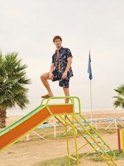 White Stuff Blue Map Short Sleeve Printed Shirt - Image 1 of 7