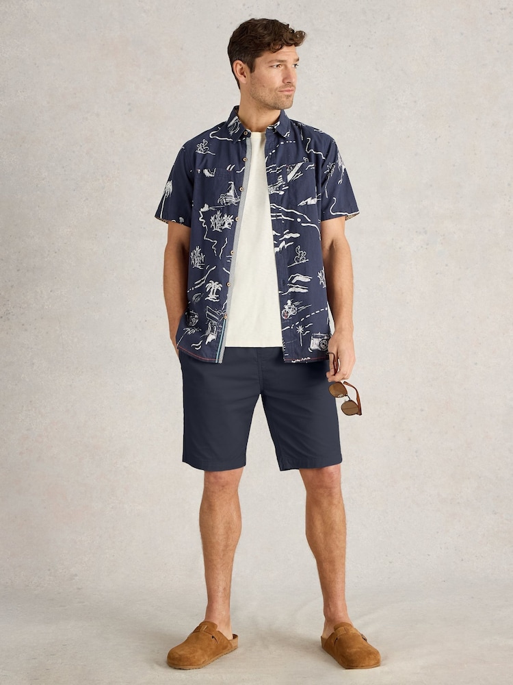 White Stuff Blue Map Short Sleeve Printed Shirt - Image 2 of 7