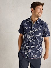 White Stuff Blue Map Short Sleeve Printed Shirt - Image 4 of 7