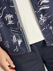 White Stuff Blue Map Short Sleeve Printed Shirt - Image 5 of 7