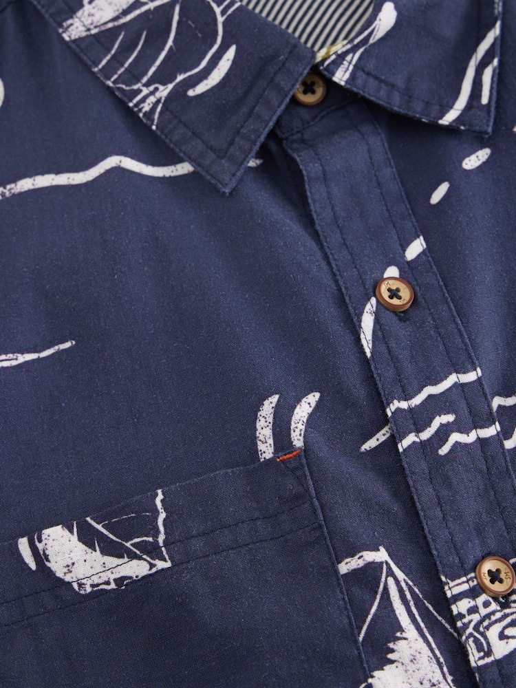 White Stuff Blue Map Short Sleeve Printed Shirt - Image 7 of 7 White Stuff Blue Map Short Sleeve Printed Shirt - Image 7 of 7