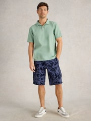 White Stuff Blue Halsall Printed Cotton Cargo Shorts - Image 2 of 7
