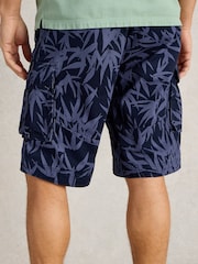 White Stuff Blue Halsall Printed Cotton Cargo Shorts - Image 3 of 7
