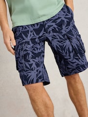 White Stuff Blue Halsall Printed Cotton Cargo Shorts - Image 5 of 7