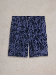 White Stuff Blue Halsall Printed Cotton Cargo Shorts - Image 6 of 7