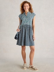 White Stuff Blue Everly Jersey Shirt Dress - Image 1 of 6