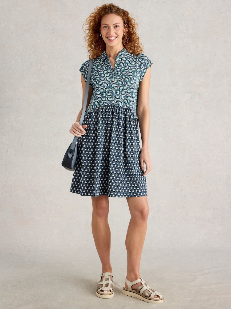 White Stuff Blue Everly Jersey Shirt Dress - Image 1 of 6