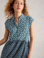 White Stuff Blue Everly Jersey Shirt Dress - Image 4 of 6