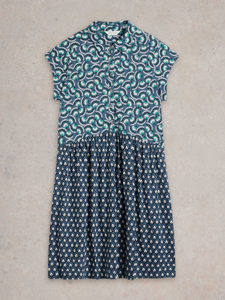White Stuff Blue Everly Jersey Shirt Dress - Image 5 of 6