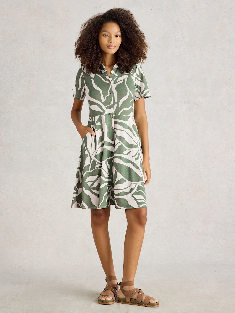 White Stuff Green Ria Jersey Shirt Dress - Image 1 of 6