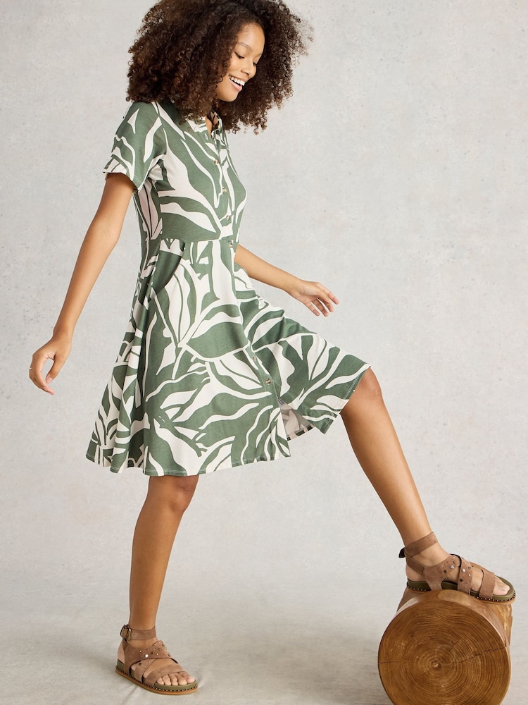 White Stuff Green Ria Jersey Shirt Dress - Image 3 of 6