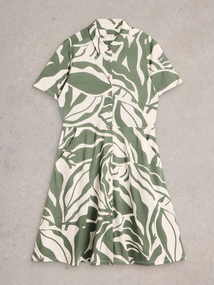 White Stuff Green Ria Jersey Shirt Dress - Image 5 of 6