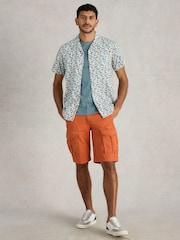 White Stuff Orange Halsall 100% Organic Cotton Cargo Shorts - Image 1 of 7