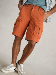 White Stuff Orange Halsall 100% Organic Cotton Cargo Shorts - Image 4 of 7