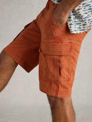 White Stuff Orange Halsall 100% Organic Cotton Cargo Shorts - Image 5 of 7