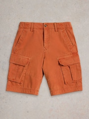 White Stuff Orange Halsall 100% Organic Cotton Cargo Shorts - Image 6 of 7