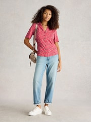 White Stuff Red Annie Short Sleeve 100% Cotton Jersey Shirt - Image 1 of 6