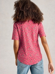 White Stuff Red Annie Short Sleeve 100% Cotton Jersey Shirt - Image 2 of 6