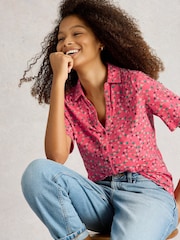 White Stuff Red Annie Short Sleeve 100% Cotton Jersey Shirt - Image 3 of 6