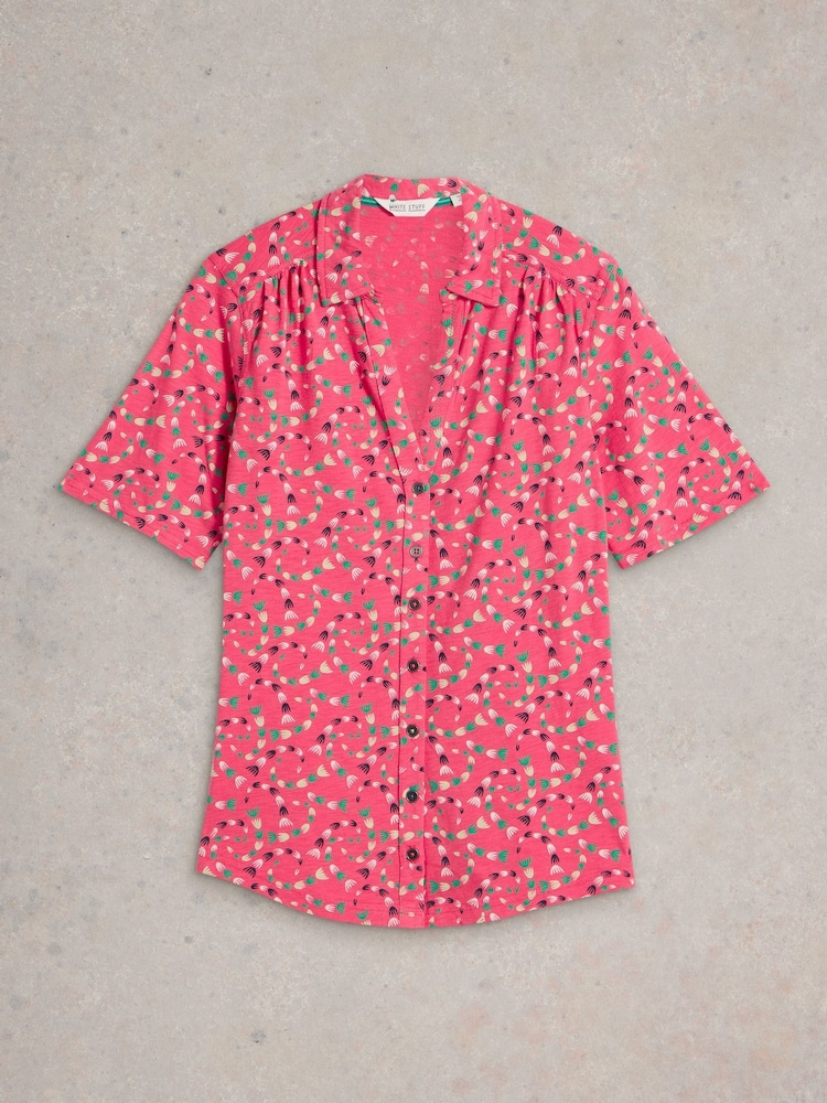 White Stuff Red Annie Short Sleeve 100% Cotton Jersey Shirt - Image 5 of 6
