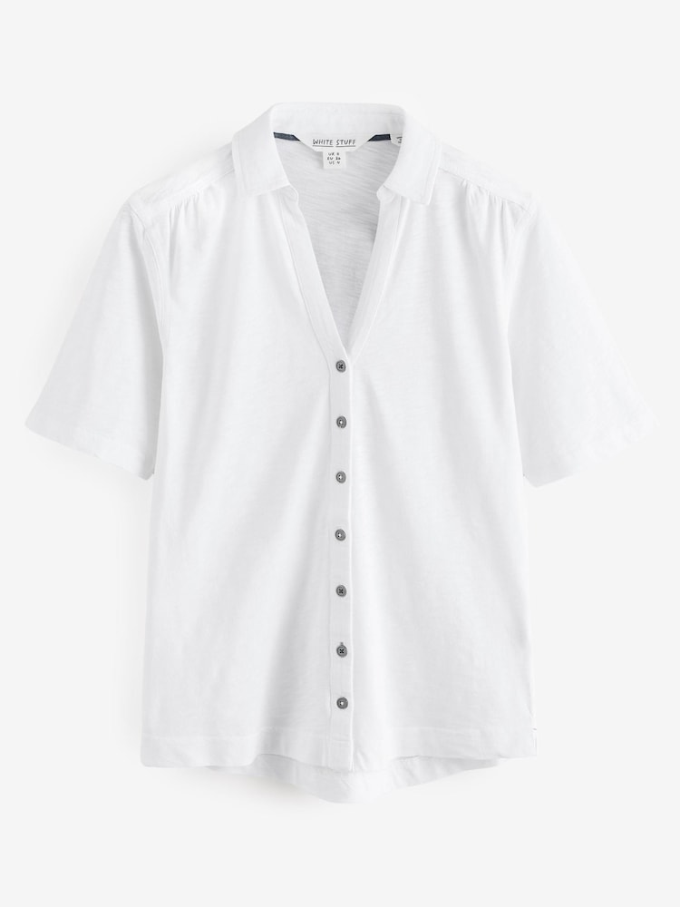 White Stuff White Annie Short Sleeve 100% Cotton Jersey Shirt - Image 1 of 1