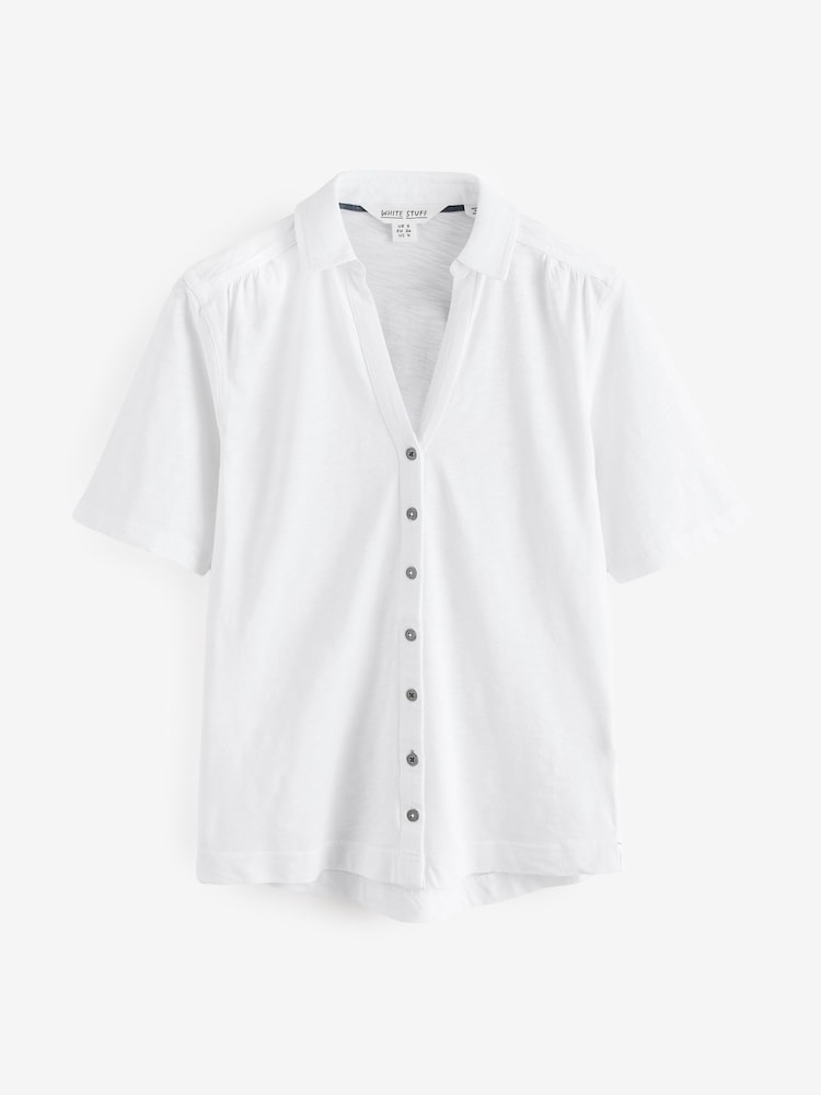 White Stuff White Annie Short Sleeve 100% Cotton Jersey Shirt - Image 1 of 1