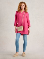 White Stuff Pink Blake 100% Linen Tunic - Image 1 of 6