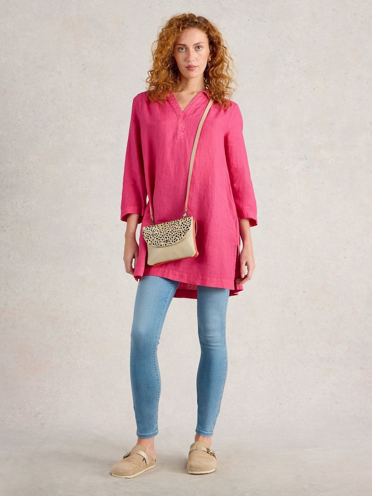 White Stuff Pink Blake 100% Linen Tunic - Image 1 of 6