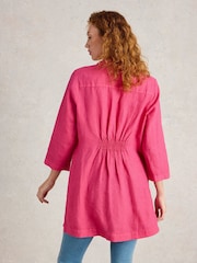 White Stuff Pink Blake 100% Linen Tunic - Image 2 of 6