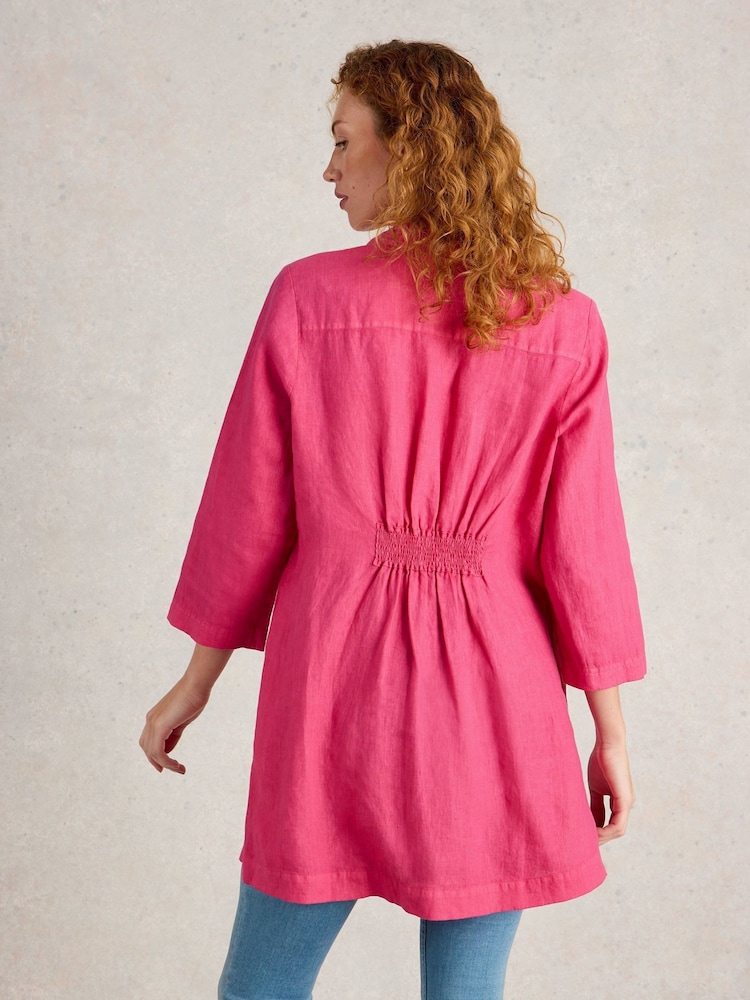 White Stuff Pink Blake 100% Linen Tunic - Image 2 of 6