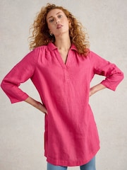 White Stuff Pink Blake 100% Linen Tunic - Image 3 of 6