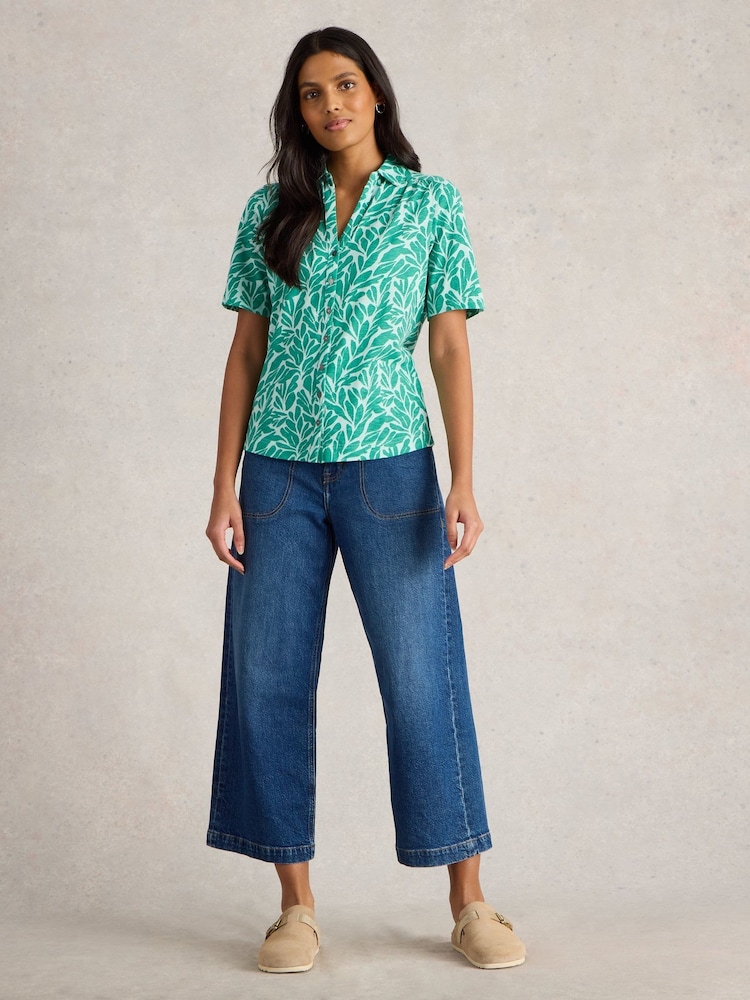 White Stuff Green Annie Short Sleeve 100% Cotton Jersey Shirt - Image 1 of 6