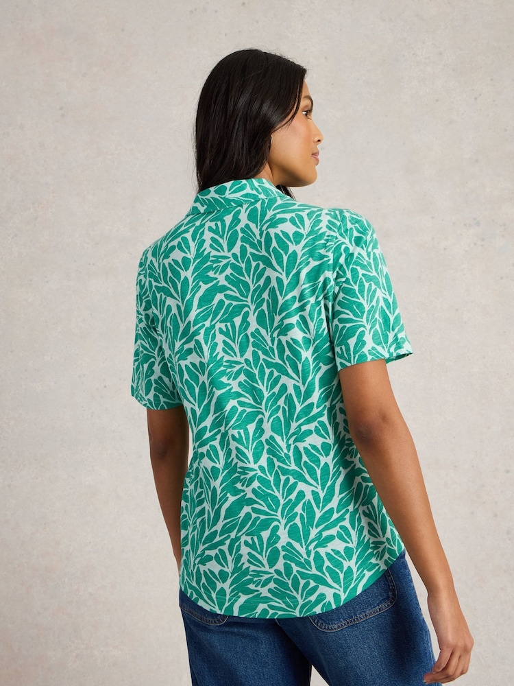 White Stuff Green Annie Short Sleeve 100% Cotton Jersey Shirt - Image 2 of 6