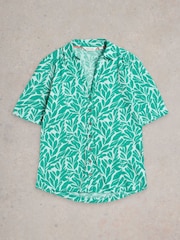 White Stuff Green Annie Short Sleeve 100% Cotton Jersey Shirt - Image 5 of 6