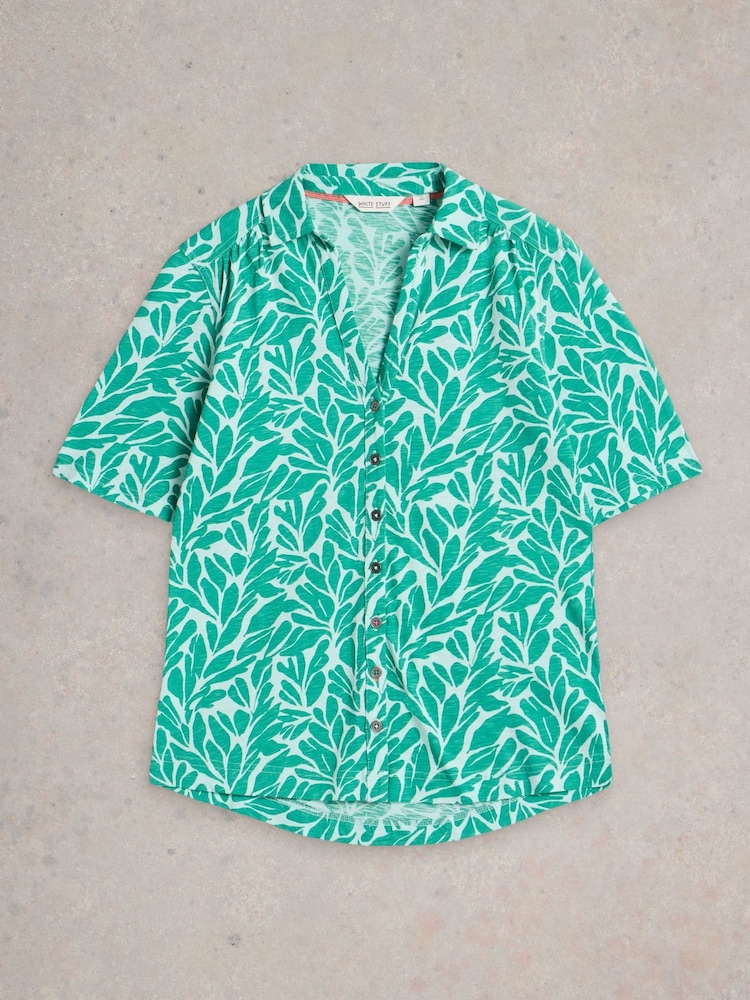 White Stuff Green Annie Short Sleeve 100% Cotton Jersey Shirt - Image 5 of 6