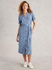 White Stuff Blue Annie Jersey Shirt Dress - Image 1 of 6