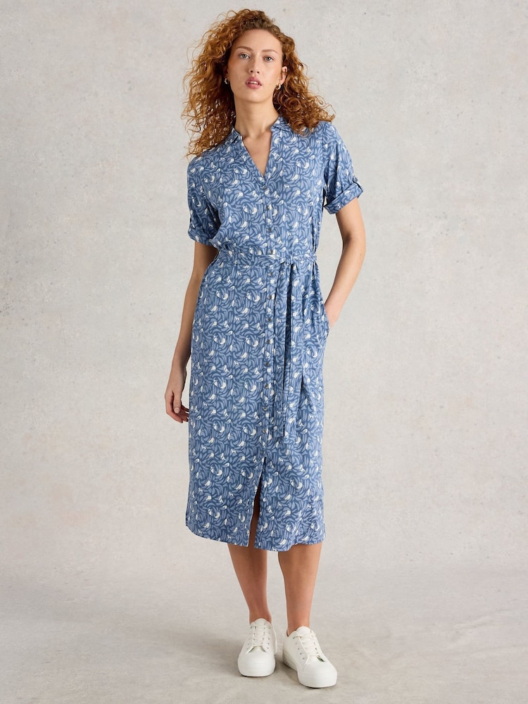 White Stuff Blue Annie Jersey Shirt Dress - Image 1 of 6