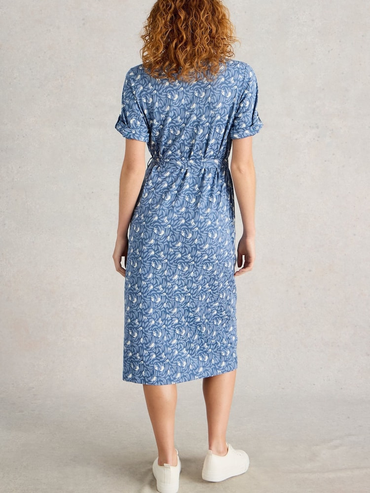 White Stuff Blue Annie Jersey Shirt Dress - Image 2 of 6