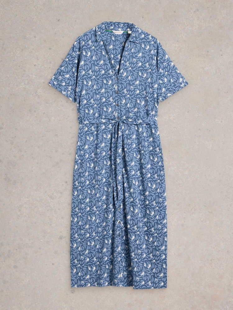 White Stuff Blue Annie Jersey Shirt Dress - Image 5 of 6