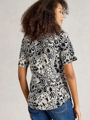 White Stuff Blue Annie Short Sleeve 100% Cotton Jersey Shirt - Image 2 of 6
