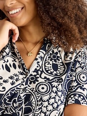 White Stuff Blue Annie Short Sleeve 100% Cotton Jersey Shirt - Image 4 of 6